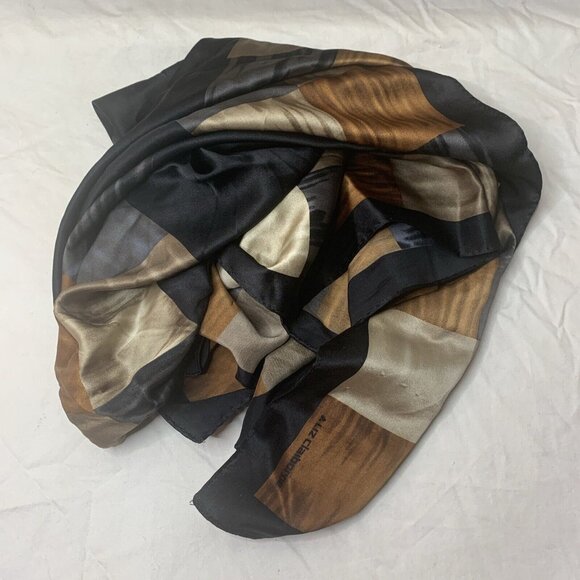 LIZ CLAIBORNE Designer Geometric Pattern Silk Scarf Square Vintage 34” - Picture 5 of 5